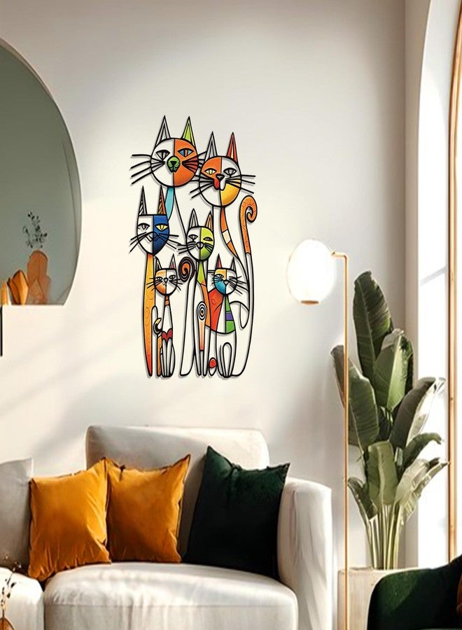 KOYILTD Mid Century Cat Wall Art Colorful Metal Wall Sculpture Mid Century Modern Wall Decoration Retro Unique Cat Wall Decoration for Home Living Room Bathroom Bedroom Kitchen (Retro, Medium) - Image 2